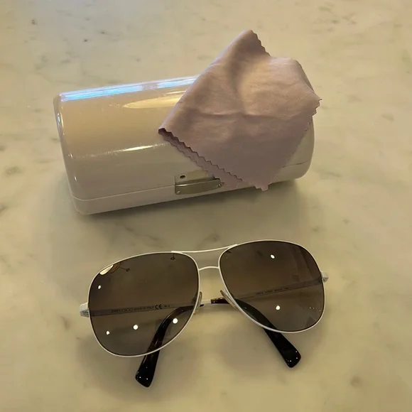 Jimmy Choo White Aviator Sunglasses Jimmy Choo Walde Crystal-Temple Aviator Sunglasses, Ivory  main image 2